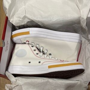 Brand New Converse White High-Top Sneakers with Yellow Accents